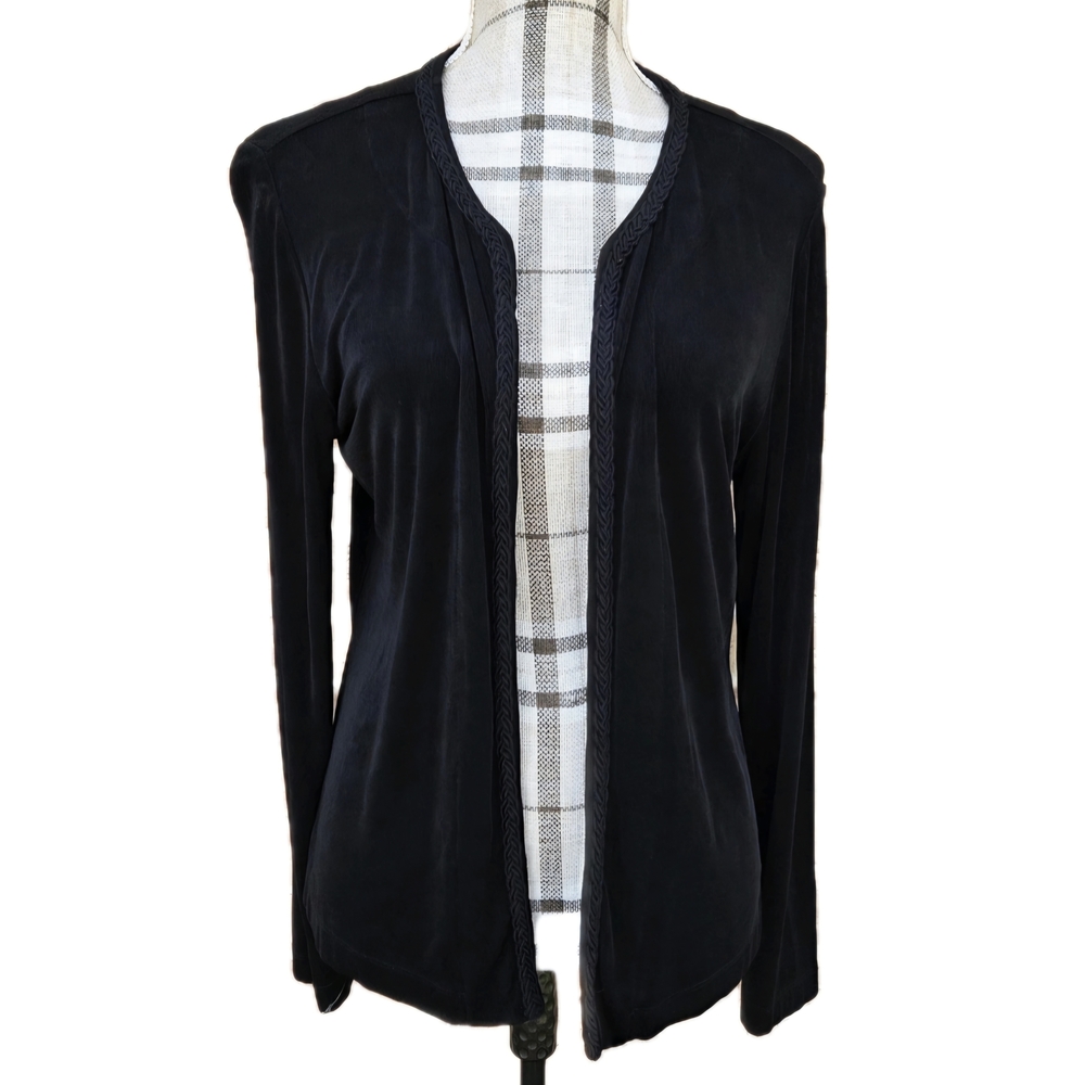 Travelers by Chico’s Size 1 Black Open Front Jacket Cardigan Women's Medium 8